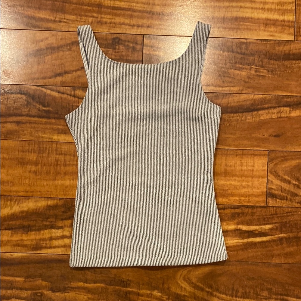 Women's Silver Gray Ribbed Tank Top